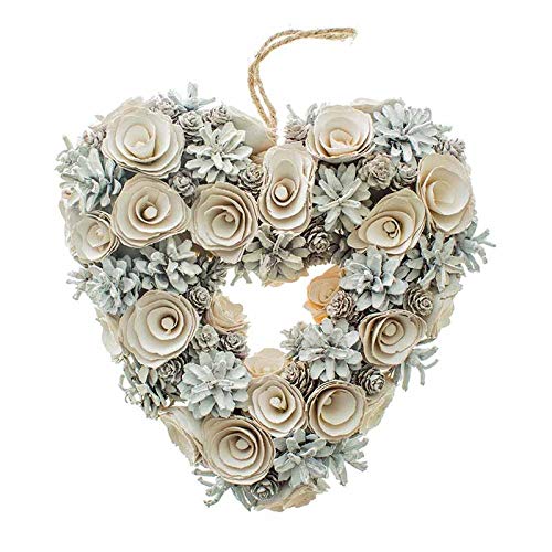 White Pinecone Heart Wreath