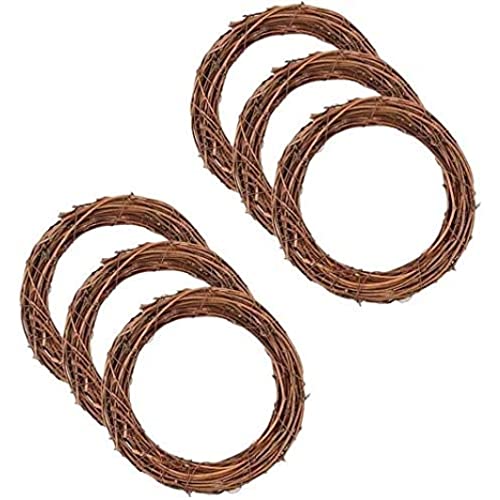 6 Pack Retro Christmas Wreath Grapevine Wreath Dry Rattan Natural Wreath DIY Crafts Natural Grapevine Wreaths for Xmas Door/Wall Decor Hand-Woven Halloween Wreath 25cm 6pack, Halloween Decorations,
