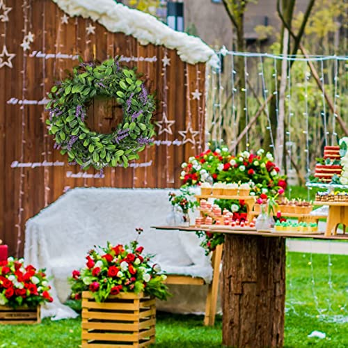 JJQHYC Artificial Wreath Front Door Garland Welcome Door Sign Wreath Decor Fake Flower Wreath Hanging Lavender wreath for Garden Fence Wedding Decoration