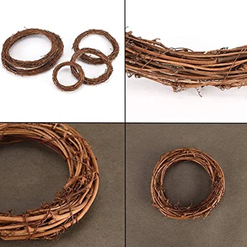 6 Pack Retro Christmas Wreath Grapevine Wreath Dry Rattan Natural Wreath DIY Crafts Natural Grapevine Wreaths for Xmas Door/Wall Decor Hand-Woven Halloween Wreath 25cm 6pack, Halloween Decorations,