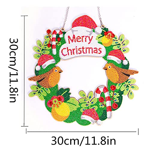 RUICK Diamond Art Wreath Kit, Crystal Door Wreath DIY 5D Diamond Painting, Embroidery Rhinestone Christmas Wreath Kit for Front Door Wall Hanging Decor Hat