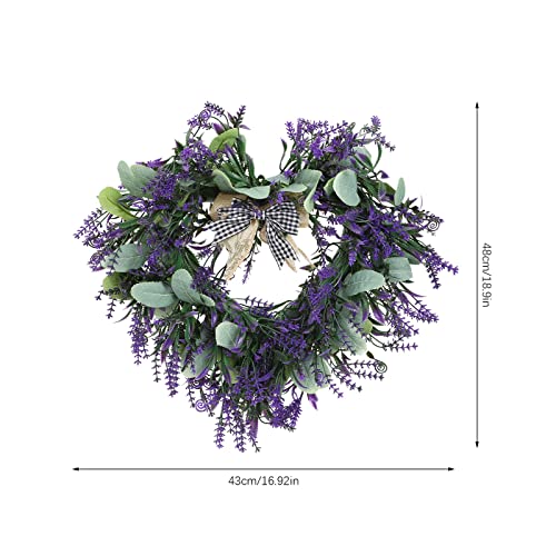 lulalula Artificial Lavender Heart-shaped Wreath, 42cm Wreath Dried Lavender Flowers, Lavender Floral Wreath for Front Door,Purple Wreath for Christmas Valentines Day Wedding Wall Home Decor
