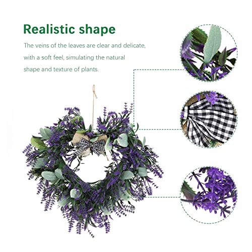 lulalula Artificial Lavender Heart-shaped Wreath, 42cm Wreath Dried Lavender Flowers, Lavender Floral Wreath for Front Door,Purple Wreath for Christmas Valentines Day Wedding Wall Home Decor