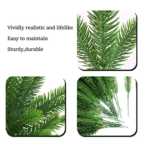 10Pcs Artificial Pine Branches - Green Leaves Needle Christmas Tree Branches for Wreath Making Supplies, Fake Greenery Pine Pick Branches for Garland Wreath Xmas Embellishing Home Garden Decoration
