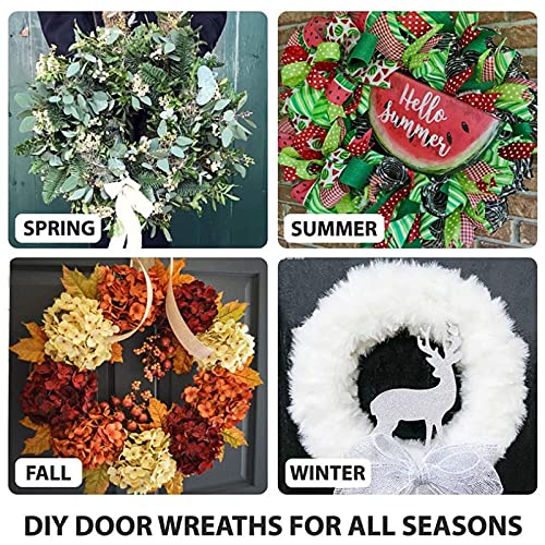 Jsdoin 4 Pack 12 Inch Metal Wire Wreath Frame, Green Round DIY Floral Crafts, Home Front Door Decor, Hanging Wreath Hoop for New Year Thanksgiving Easter Christmas Valentines Party Decorations