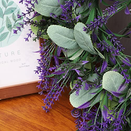 lulalula Artificial Lavender Heart-shaped Wreath, 42cm Wreath Dried Lavender Flowers, Lavender Floral Wreath for Front Door,Purple Wreath for Christmas Valentines Day Wedding Wall Home Decor