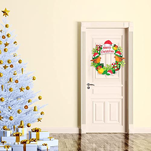 RUICK Diamond Art Wreath Kit, Crystal Door Wreath DIY 5D Diamond Painting, Embroidery Rhinestone Christmas Wreath Kit for Front Door Wall Hanging Decor Hat