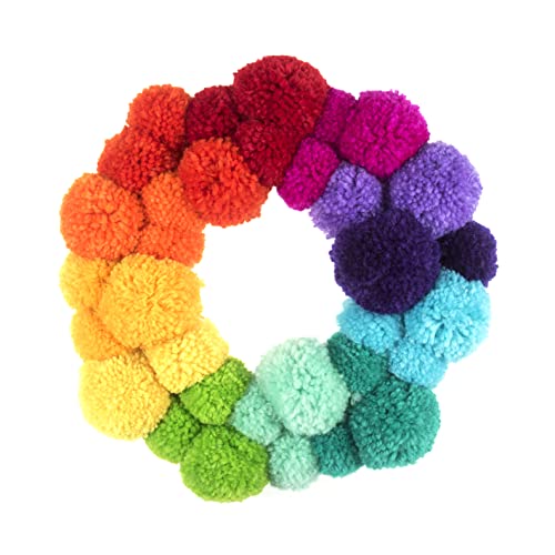 Trimits Rainbow Pom Pom Wreath Kit, Make Your Own Christmas Decorations, Front Door Garland, Pride Decorations 26cm (10.25in)