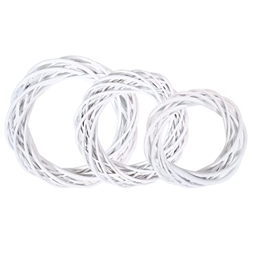 3Pcs Natural White Rattan Wreaths, Vine Branch Willow Wreath for DIY Craft Wreath Front Door Wall Hanging,Wicker Wreath Ring for Christmas Wedding Holiday Decoration(15/20/25cm)