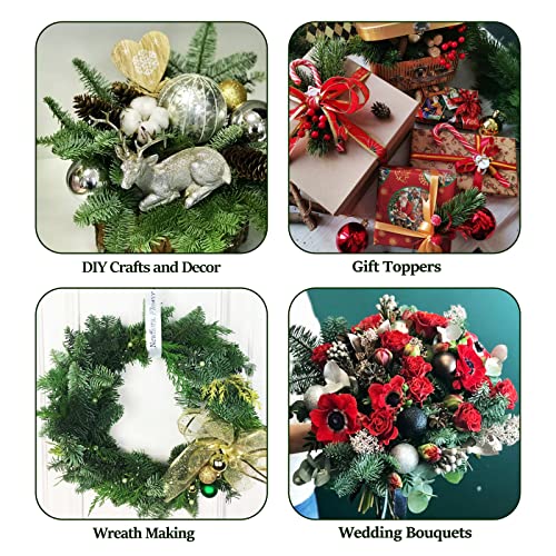 10Pcs Artificial Pine Branches - Green Leaves Needle Christmas Tree Branches for Wreath Making Supplies, Fake Greenery Pine Pick Branches for Garland Wreath Xmas Embellishing Home Garden Decoration