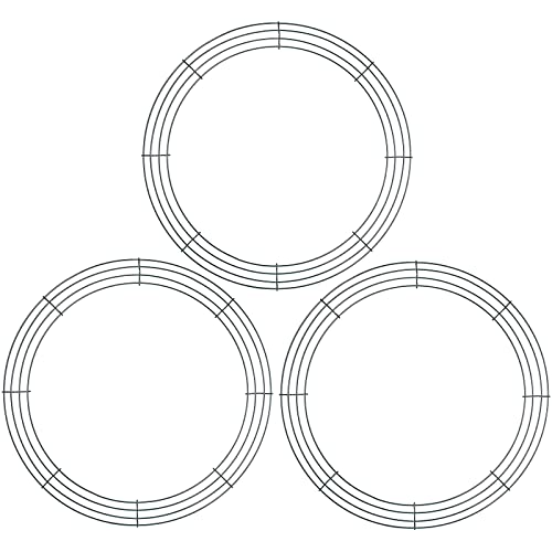 3Pcs Green Christmas Wire Wreath Rings 16 Inch Large Round Metal Wire Wreath Frame,Wire Wreath Making Rings Base Wire Wreath Form for Xmas Door/Wall Decor DIY Crafts,Christmas Wreath Making Supplies