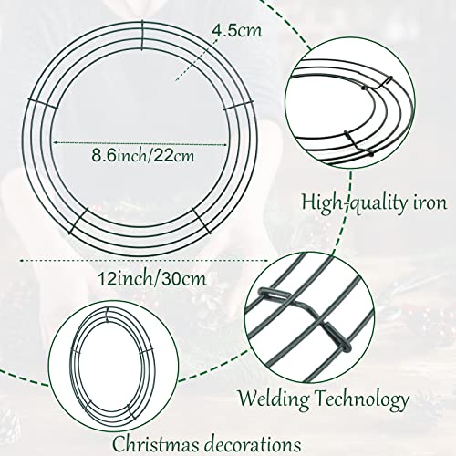 3Pack Christmas Wire Wreath Rings 12 inch Metal Wreath Frame,Green Round Wire Wreath Frame for Christmas Wreath Making Rings Base,Garden,Home Deco Supplies DIY Crafts Wedding Garland Ring