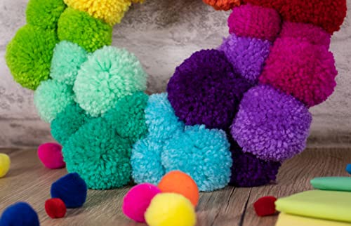 Trimits Rainbow Pom Pom Wreath Kit, Make Your Own Christmas Decorations, Front Door Garland, Pride Decorations 26cm (10.25in)
