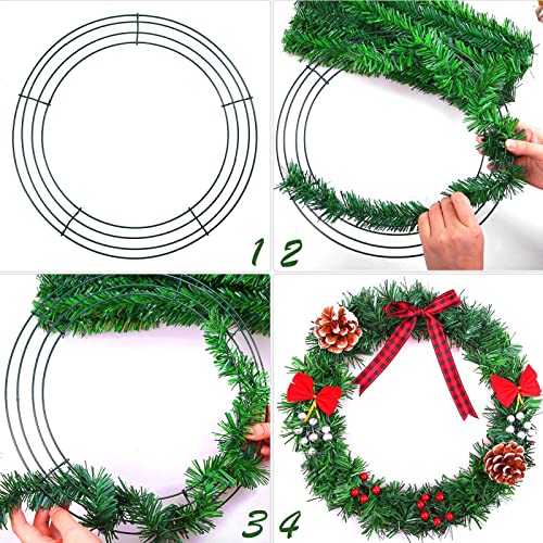 3Pack Christmas Wire Wreath Rings 12 inch Metal Wreath Frame,Green Round Wire Wreath Frame for Christmas Wreath Making Rings Base,Garden,Home Deco Supplies DIY Crafts Wedding Garland Ring
