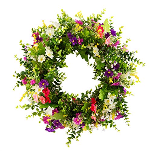 TianBao Artificial Door Wreath Green Leaf Wreath, Wreaths For Front Door, Four Seasons Outdoor Ornaments for Home Bedroom Wall Party and Festival Celebration Decor