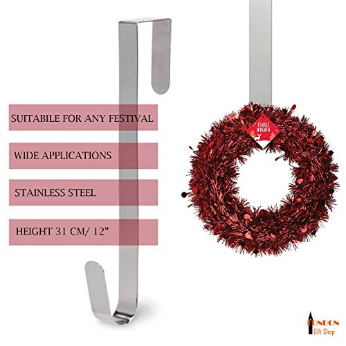Christmas Wreath Hanger | 31 cm / 12.5" in Length | Metal Wreath Hook Over The Door Wreath Hanger Hanging Hook Christmas