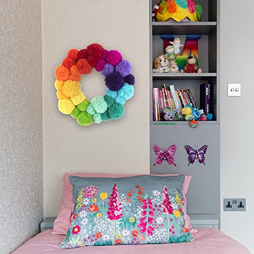 Trimits Rainbow Pom Pom Wreath Kit, Make Your Own Christmas Decorations, Front Door Garland, Pride Decorations 26cm (10.25in)