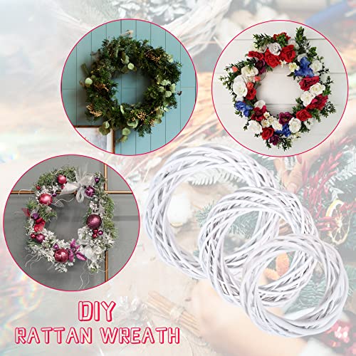 3Pcs Natural White Rattan Wreaths, Vine Branch Willow Wreath for DIY Craft Wreath Front Door Wall Hanging,Wicker Wreath Ring for Christmas Wedding Holiday Decoration(15/20/25cm)