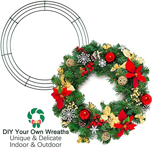 3Pcs Green Christmas Wire Wreath Rings 16 Inch Large Round Metal Wire Wreath Frame,Wire Wreath Making Rings Base Wire Wreath Form for Xmas Door/Wall Decor DIY Crafts,Christmas Wreath Making Supplies