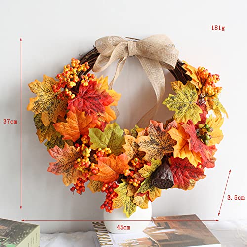 croselyu Autumn Wreath Front Door Decoration Christmas Home Decoration Christmas Wreath Simulation Plant Garden Front Door Ornaments,1pce (Yellow)