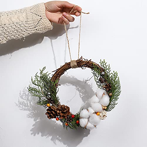3 Pieces Retro Christmas Wreath Natural Grapevine Wreaths Vine Branch Wreath for DIY Craft Front Door Wall Hanging,Christmas Rattan Wreath for Halloween,Christmas Wedding Party Decors 20cm
