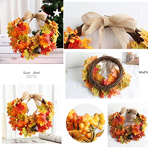 croselyu Autumn Wreath Front Door Decoration Christmas Home Decoration Christmas Wreath Simulation Plant Garden Front Door Ornaments,1pce (Yellow)