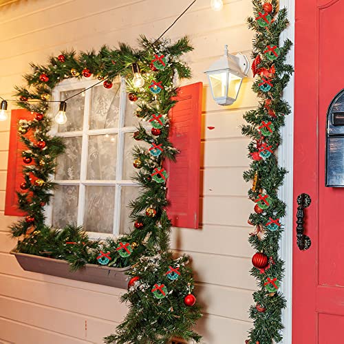 Abeillo 24 Pcs Christmas Tree Decorations- Mini Christmas Wreaths 1 Inch Xmas Tree Wreaths Decorations, Hanging Christmas Tree Wreath Ornaments