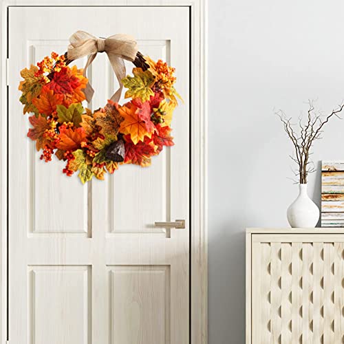 croselyu Autumn Wreath Front Door Decoration Christmas Home Decoration Christmas Wreath Simulation Plant Garden Front Door Ornaments,1pce (Yellow)