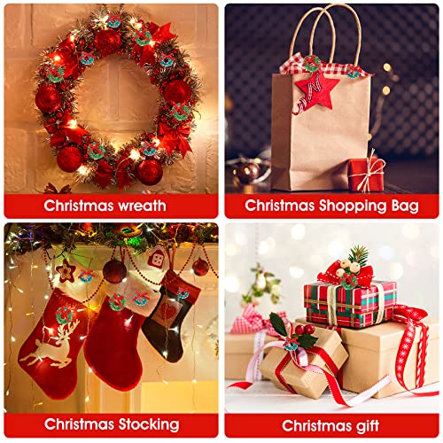 Abeillo 24 Pcs Christmas Tree Decorations- Mini Christmas Wreaths 1 Inch Xmas Tree Wreaths Decorations, Hanging Christmas Tree Wreath Ornaments