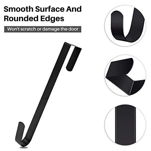 CHEERYMAGIC Christmas Metal Wreath Hanger, 31 x 2.5cm Christmas Wreath Door Hanger Over Door Wreath Hook Holder for Christmas Home Office Wall Wedding Wreath Display ( Black) A1SDGG (B)