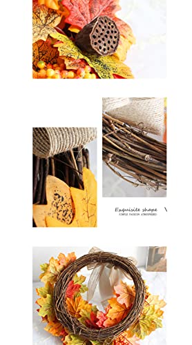 croselyu Autumn Wreath Front Door Decoration Christmas Home Decoration Christmas Wreath Simulation Plant Garden Front Door Ornaments,1pce (Yellow)