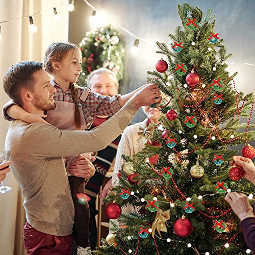 Abeillo 24 Pcs Christmas Tree Decorations- Mini Christmas Wreaths 1 Inch Xmas Tree Wreaths Decorations, Hanging Christmas Tree Wreath Ornaments