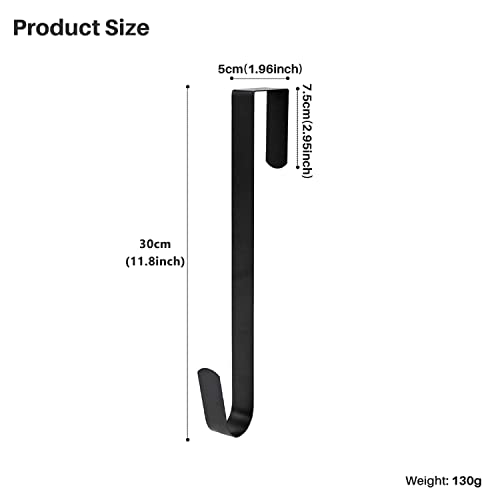 CHEERYMAGIC Christmas Metal Wreath Hanger, 31 x 2.5cm Christmas Wreath Door Hanger Over Door Wreath Hook Holder for Christmas Home Office Wall Wedding Wreath Display ( Black) A1SDGG (B)