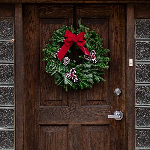 CHEERYMAGIC Christmas Metal Wreath Hanger, 31 x 2.5cm Christmas Wreath Door Hanger Over Door Wreath Hook Holder for Christmas Home Office Wall Wedding Wreath Display ( Black) A1SDGG (B)