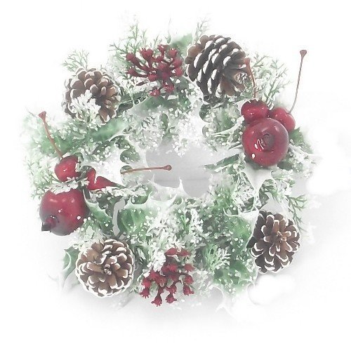 Small Plastic Holly Wreath With Snow by Christmas Decorations