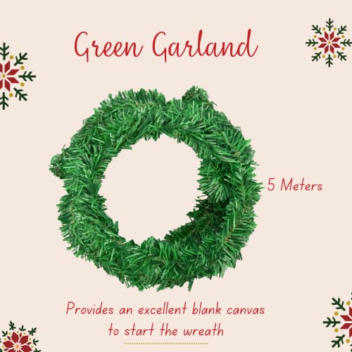 Christmas Wreath Making Supplies - Wreath Garland, Pine Cones for Decoration, Artificial Berries, Bells, Hook - Christmas Wreath Making Kit, Christmas Wreath Decorations, Christmas Craft Supplies