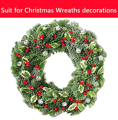 ENTHUR 200Pcs Christmas Holly Berries Artificial Berries for Christmas Wreath Decorations Wreath Making Supplies Christmas Tree Xmas Wreath Decorations