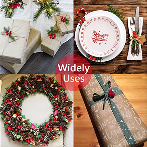 ENTHUR 200Pcs Christmas Holly Berries Artificial Berries for Christmas Wreath Decorations Wreath Making Supplies Christmas Tree Xmas Wreath Decorations