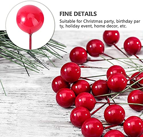 ENTHUR 200Pcs Christmas Holly Berries Artificial Berries for Christmas Wreath Decorations Wreath Making Supplies Christmas Tree Xmas Wreath Decorations