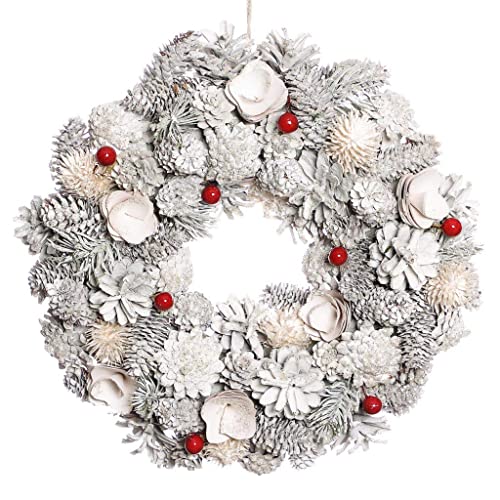 White & Red Front Door Wreath Wall Hanging Garland Ornament