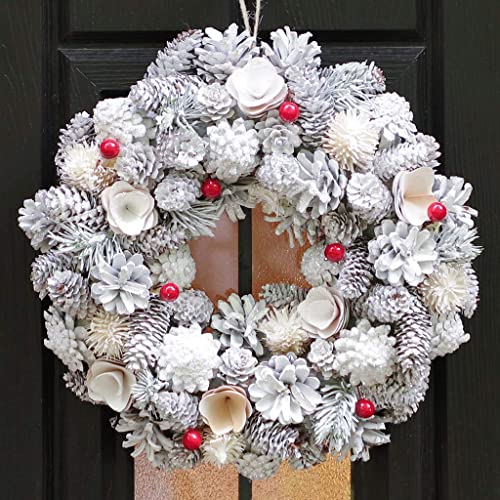 White & Red Front Door Wreath Wall Hanging Garland Ornament