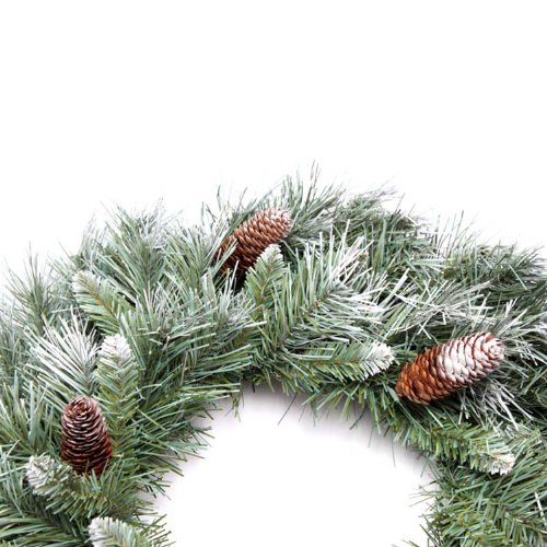 WeRChristmas Scandinavian Blue Spruce Christmas Wreath Decoration with Pine Cones, 50 cm - Large, Green