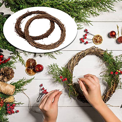 2 Pieces 30 cm Large Natural Grapevine Wreathes Vine Branch Wreath Halloween Rattan Wreath for Easter Door/Wall Decor Hand-woven Christmas Wreath (30cm)