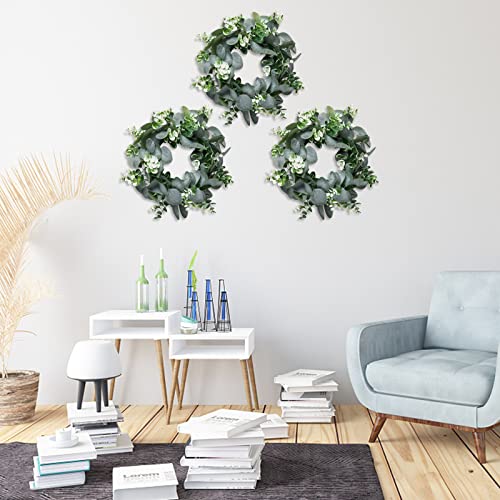 13.8 Inch Artificial Eucalyptus Wreath Front Door Eucalyptus Wreath Spring Summer Green Wreath with White Berries Green Leaf for Window Front Door Patio Garden Wall Decor