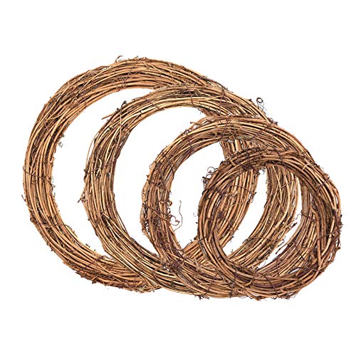 4 Pack Retro Christmas Wreath Natural Grapevine Rattan Wreaths Christmas Round Wreath Craft Sets DIY Rattan Wreath Garland Wall Hanging Decoration for Holiday Wedding Christmas Decoration