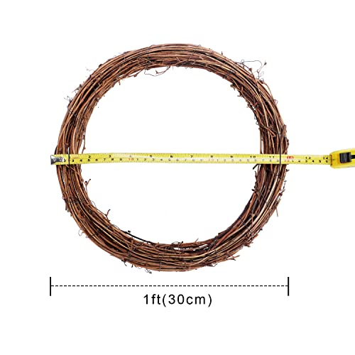 2 Pieces 30 cm Large Natural Grapevine Wreathes Vine Branch Wreath Halloween Rattan Wreath for Easter Door/Wall Decor Hand-woven Christmas Wreath (30cm)