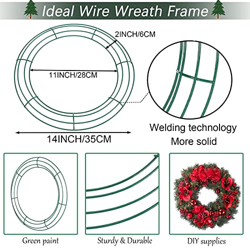 2 Pack Christmas Wire Wreath Rings 14 inch Metal Wreath Frame - 35cm Large Round Wire Wreath Frame for Christmas Wreath Making Rings Base, Wedding Garland Ring, Garden, Home Deco Supplies DIY Crafts