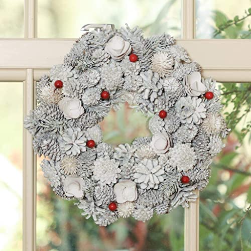 White & Red Front Door Wreath Wall Hanging Garland Ornament