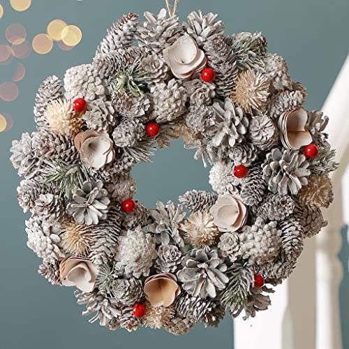 White & Red Front Door Wreath Wall Hanging Garland Ornament