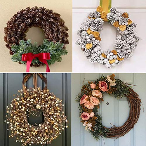 4 Pack Retro Christmas Wreath Natural Grapevine Rattan Wreaths Christmas Round Wreath Craft Sets DIY Rattan Wreath Garland Wall Hanging Decoration for Holiday Wedding Christmas Decoration